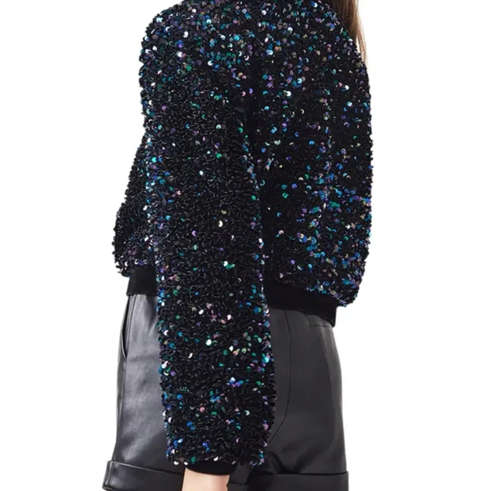 Bardot Girl's Nikki Sequined Sparkle Bomber Jacket Size 14 NWOT